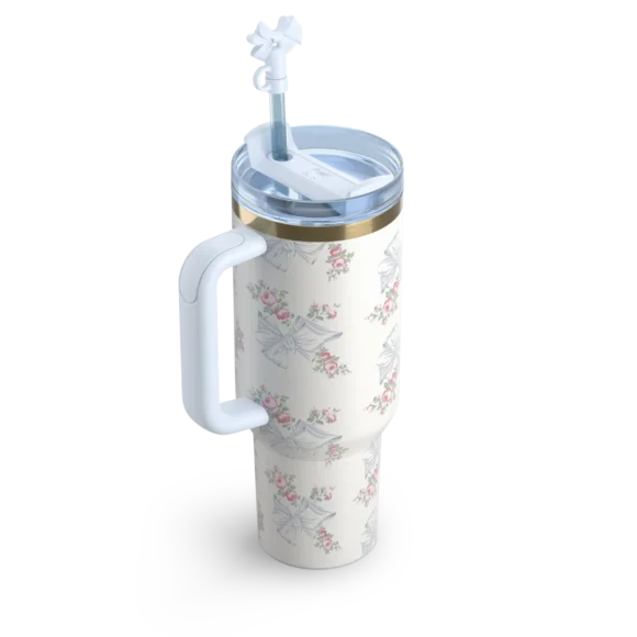 40 OZ - Rosa Beaux Pink Stanley X LoveShackFancy Holiday Quencher  | With Original Box Fast Delivery - Image 4
